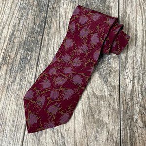David Lawrence Art Deco Made in Italy Silk Burgundy Neck Tie